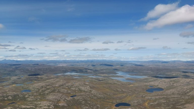 Greenland landscape with multiple lakes 